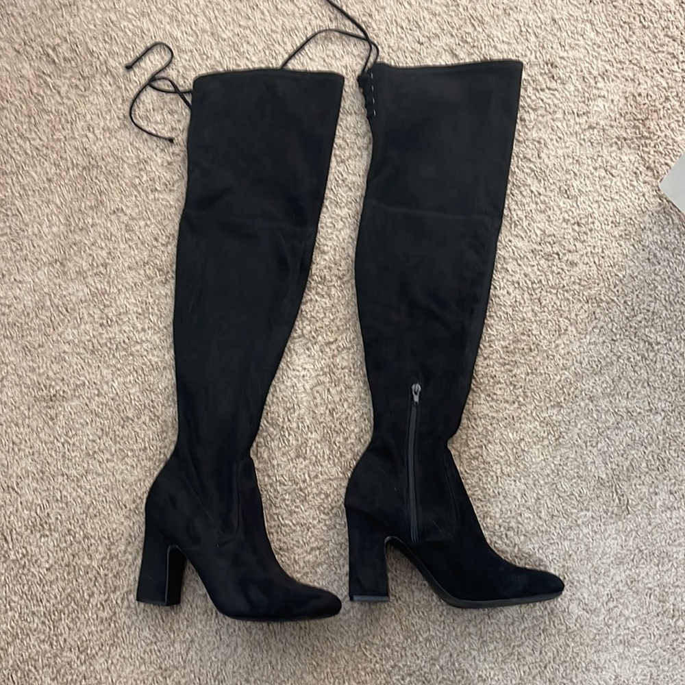 Black Suede Over The Knee Boots- Never Worn